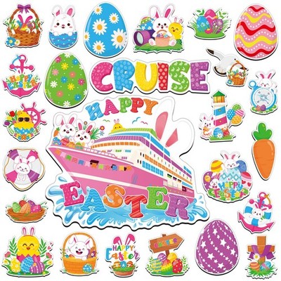 25 Pcs Easter Cruise Door Magnets Decorations Multicolor Magnetic Decal Set