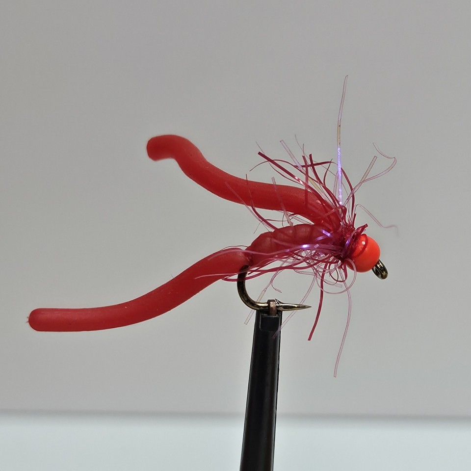 Red Bottom Fly 3 x RED SQUIRMY WORM Fly Fishing Trout Flies Size 10 DEADLY | eBay UK