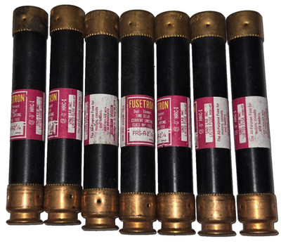 (Lot of 7) Bussmann Fusetron FRS-R-2-1/4, Time Delay Fuse 2-1/4 A, 600V RK5