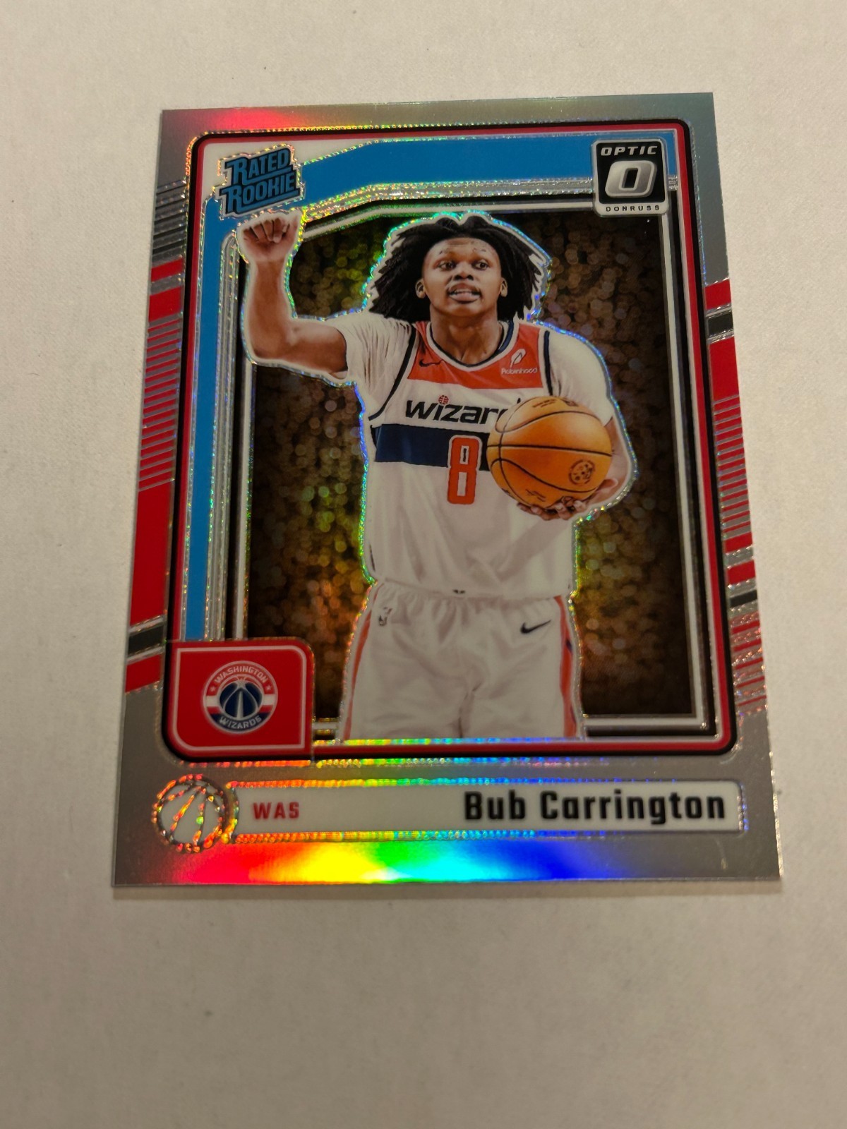 2024-25 DONRUSS OPTIC BUB CARRINGTON #273 HOLO PRIZM RATED ROOKIE WIZARDS SP TN2