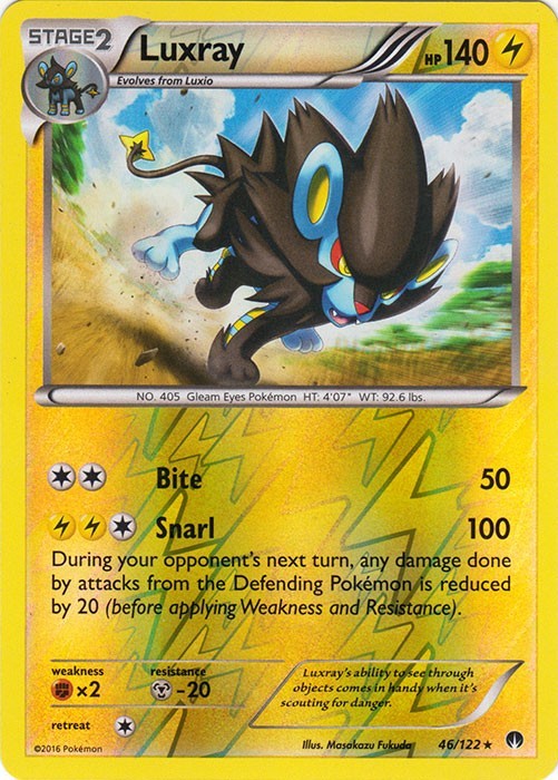 Luxray 46/122 Rare BREAKpoint Pokemon Reverse Holo Moderately Played