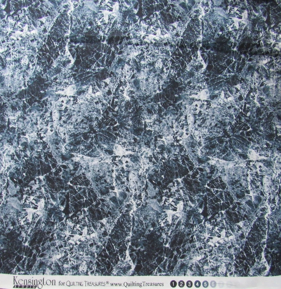 2/3yd Kensington Studio Crackled Glass Navy Blue Blend Quilting Treasures Fabric - Image 2 of 3