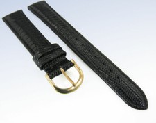 Genuine LEATHER Watch BAND Strap BLACK Teju Lizard Grain 12 14 16 18 20 22 24 mm