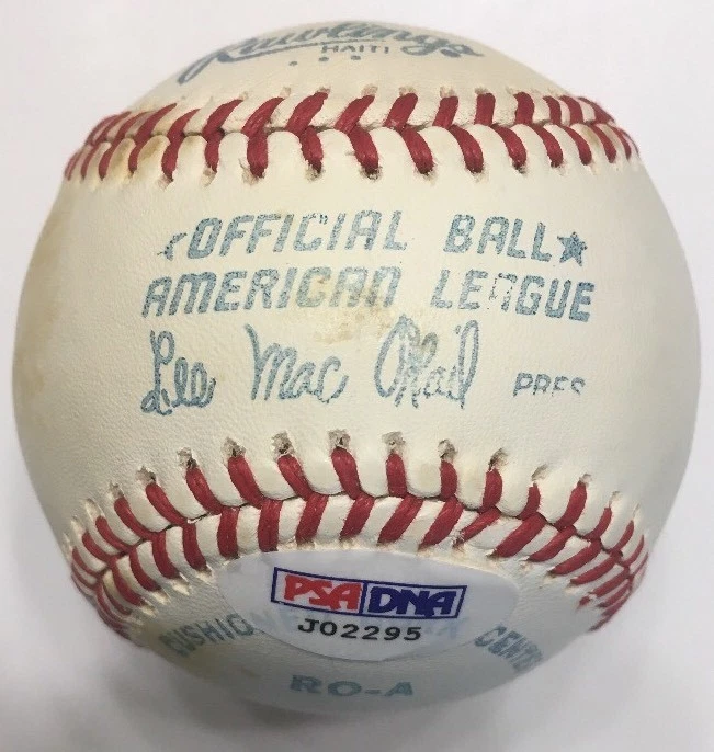 HOF Bob Lemon Signed Lee MacPhail OAL American League Baseball PSA/DNA Certified - Image 3 of 4