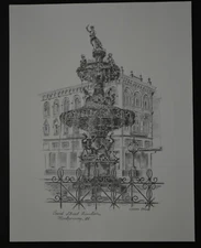Court Street Fountain in Montgomery, AL B&W  print By Joseph Stone