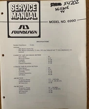 SOUNDESIGN MODEL NO. 6990 AM/FM STEREO CASSETTE 8 TRACK SERVICE REPAIR MANUAL