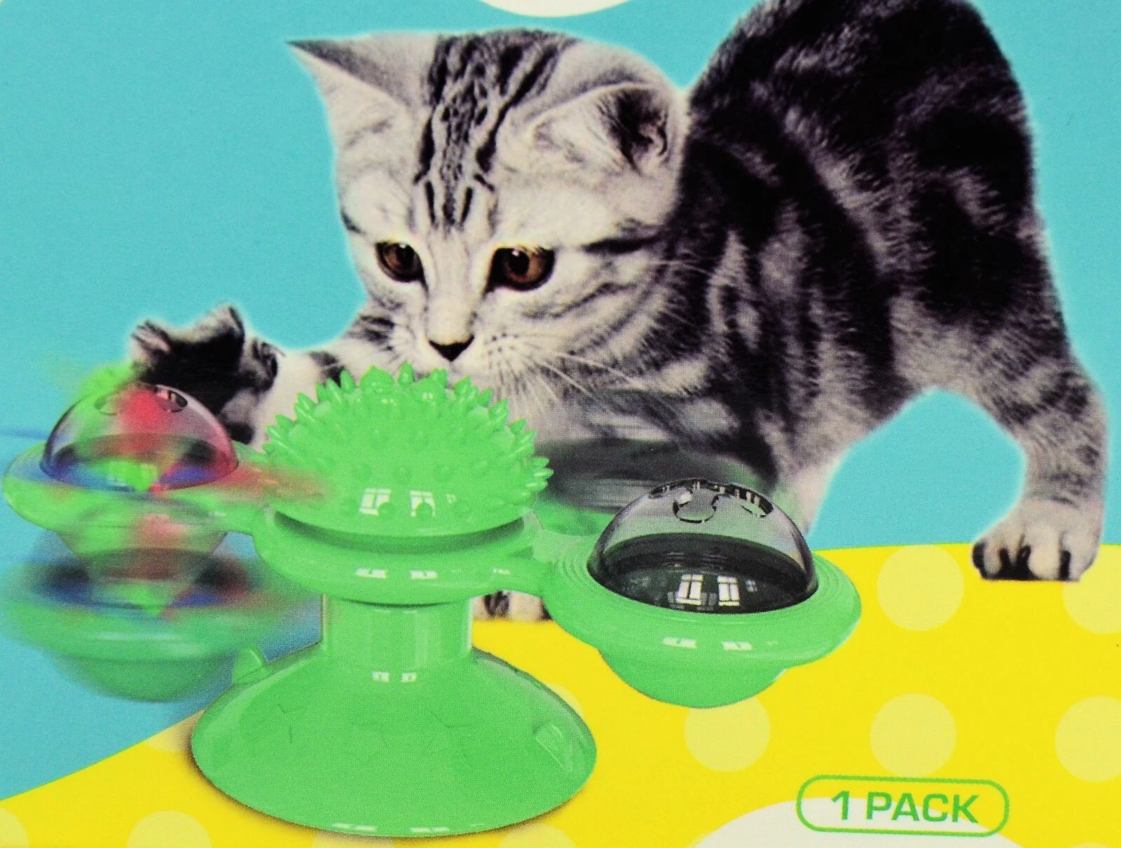 Windmill Cat Toy with Catnip Ball Small Bell Interactive Cat Toy - Yellow
