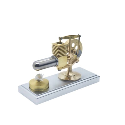 OKMO Micro Stirling Engine - Brass/Steel, 29mm Flywheel, Jin's Workshop Crafted