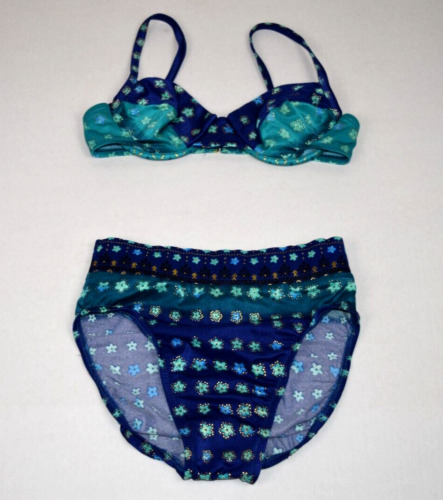 Swimsuit Bikini VTG Jantzen 80s 90s 2Tone Blue Tea