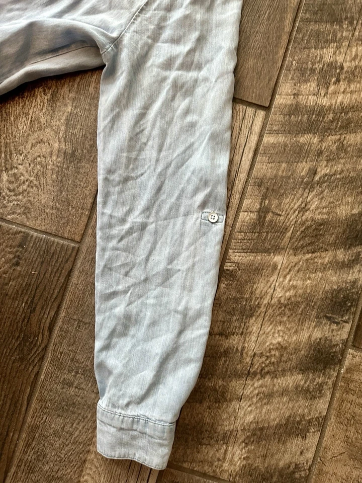 Cloth & Stone Button Down Long Sleeve Chambray Jumpsuit XS Anthropologie Pockets - Image 4 of 4