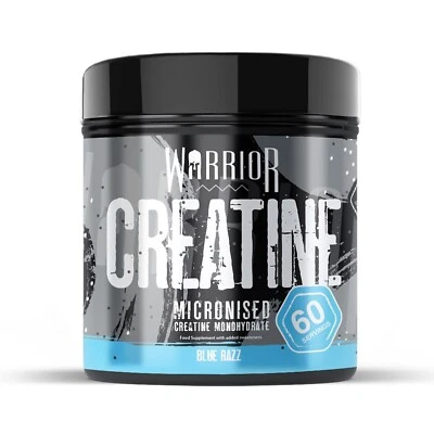 WARRIOR Creatine Monohydrate Powder - Muscle Gain Strength - Blue Razz, 300g/60 Servs