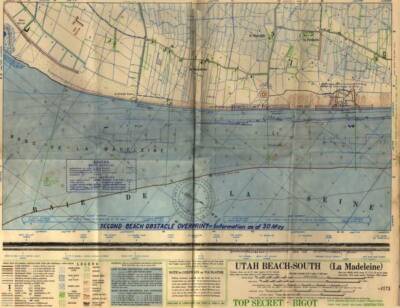 Vintage Utah Beach D-Day Invasion Map (1944) Imagekind Wall Art Poster Print