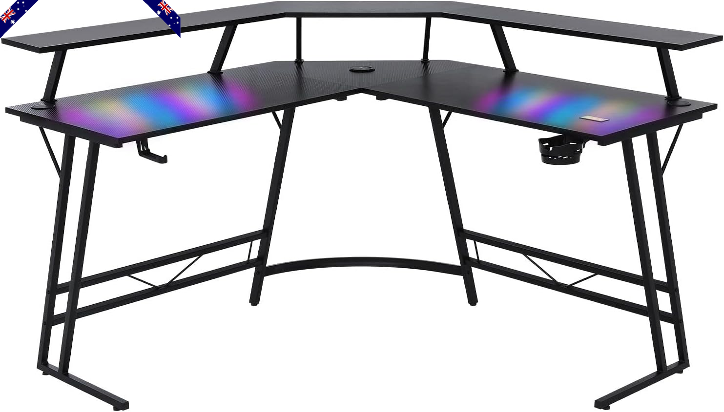 L Shaped Gaming Desk Corner Computer Table Office Racer Gamers
