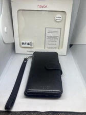 Navor iPhone 7 RFID Blocking Protective Wallet Case Black Wrist Strap