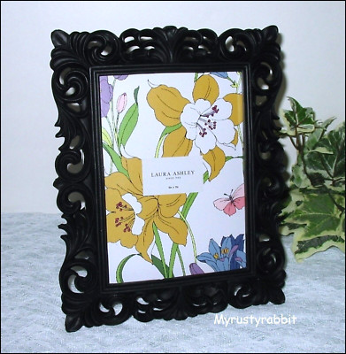 Laura Ashley Black Ornate Photo Picture Frame 5 x 7 - Tabletop or Hanging - New