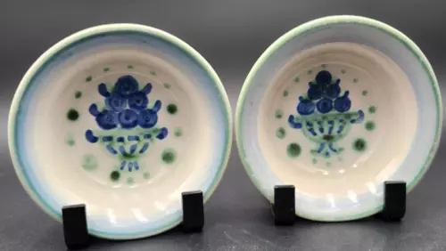 M A Hadley Blueberry Bouquet Ramekin Stoneware Set of 2