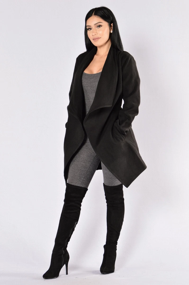 Fashion Nova Manhattan Pea Coat Black Size Medium New With Tags