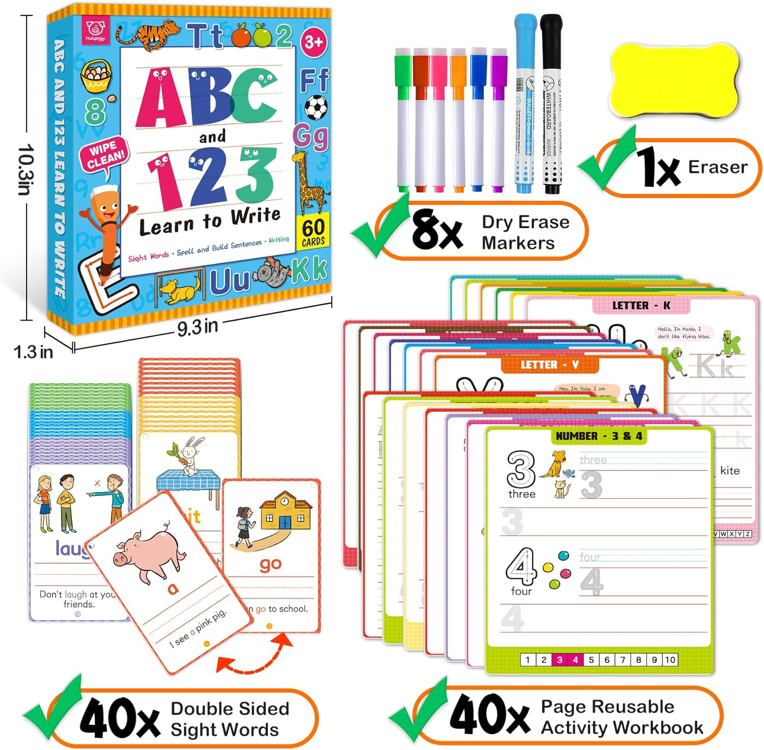 Preschool Learning Activities - Reusable Letter & Number Tracing Book for Kids 3