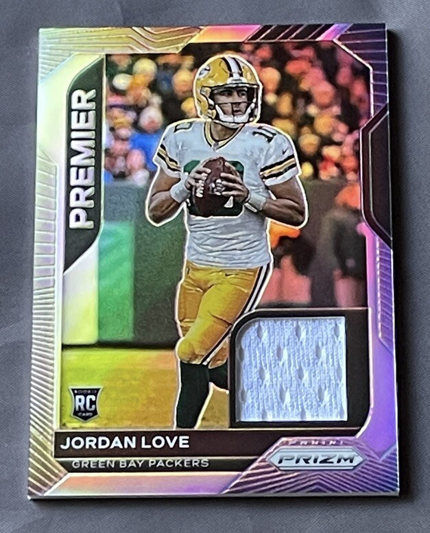 Jordan Love 2020 Panini Prizm Premier Jersey Patch Silver Prizm 🧀RC💚