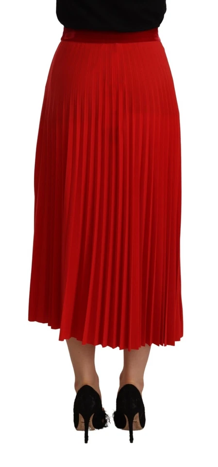 Guardaroba Falda Rojo Poliéster Cintura Alta a-Line Plisado Midi IT40/US6/S - Imagen 3 de 4