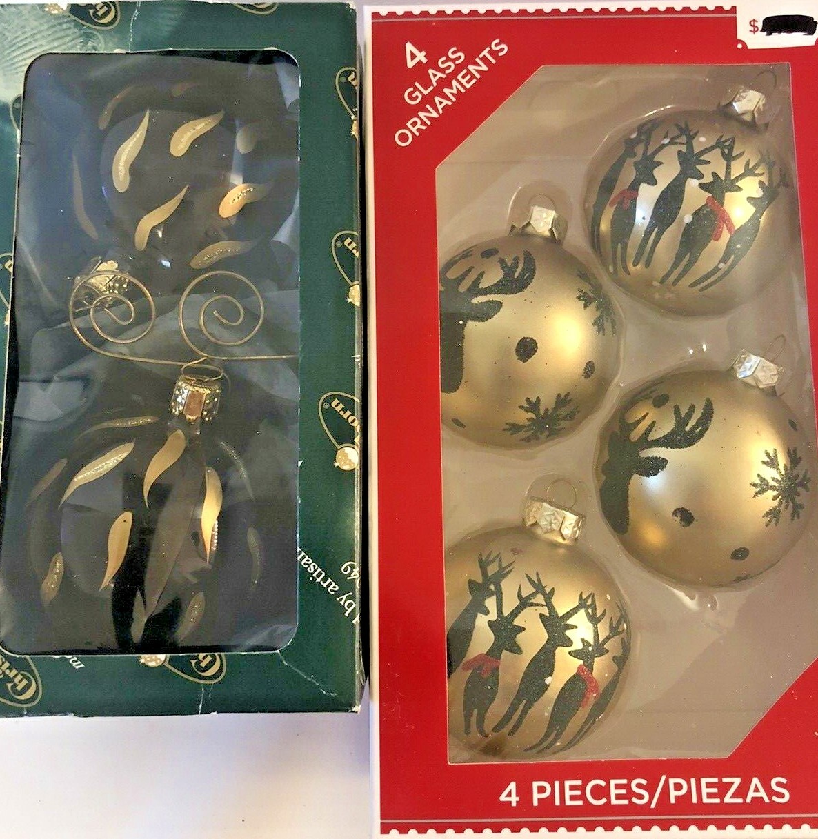Lot of 6 Black Gold Christmas Ornaments Christborn Germany Holiday Time