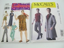 2 Mens Teen Boys Costume Sewing Patterns Size XS - XXL Uncut Theater Halloween