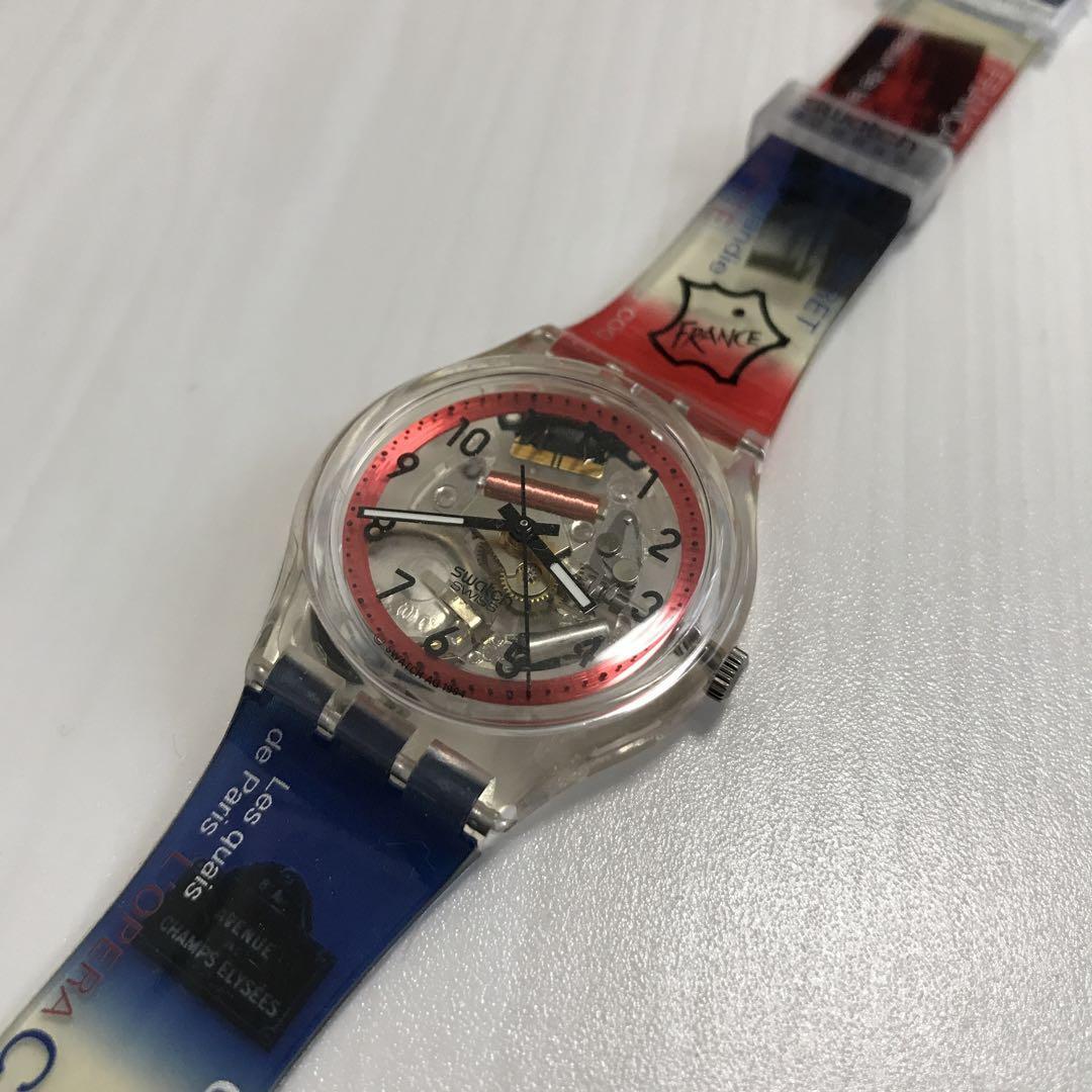 Swatch Keywatch 1997 Swiss Made Tricolor Unisex Watch Clear Base 
