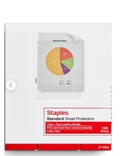 5 x Staples Standard Weight Sheet Protectors, 8.5" x 11", Clear, 100/Box (10524)