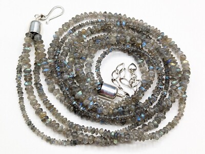 Jay King Mine Finds DTR Labradorite Multi Row Layered Beaded Sterling Necklace