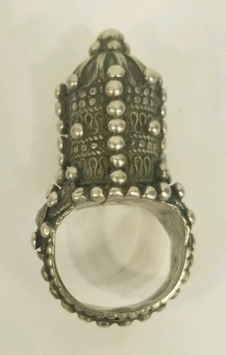 Vintage Ring Yemanit Trachten Silberring Festungsform 60er Jahre Israel - Bild 2 von 12