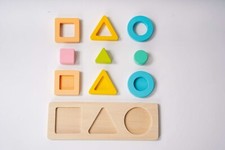Montessori Geometric Wooden Puzzle, Toys for 1 Year Old, 3 Layer Wooden Puzzle 