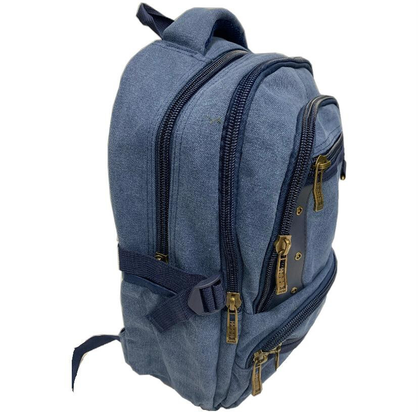 12x15 Blue Back to School Unisex Blue Canvas Designer Multi-Functional Backpack image 2