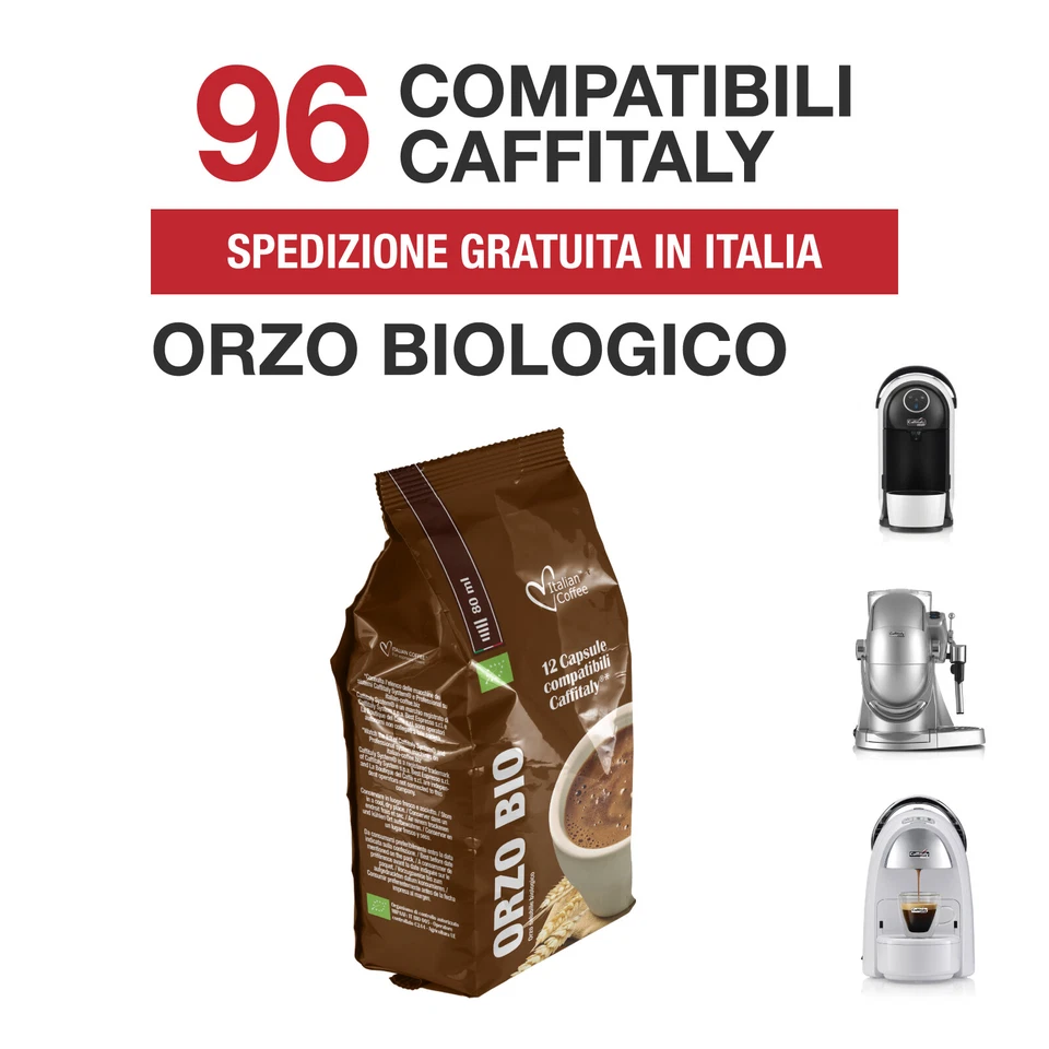 96 Capsule Orzo Biologico Italian Coffee compatibili Caffitaly