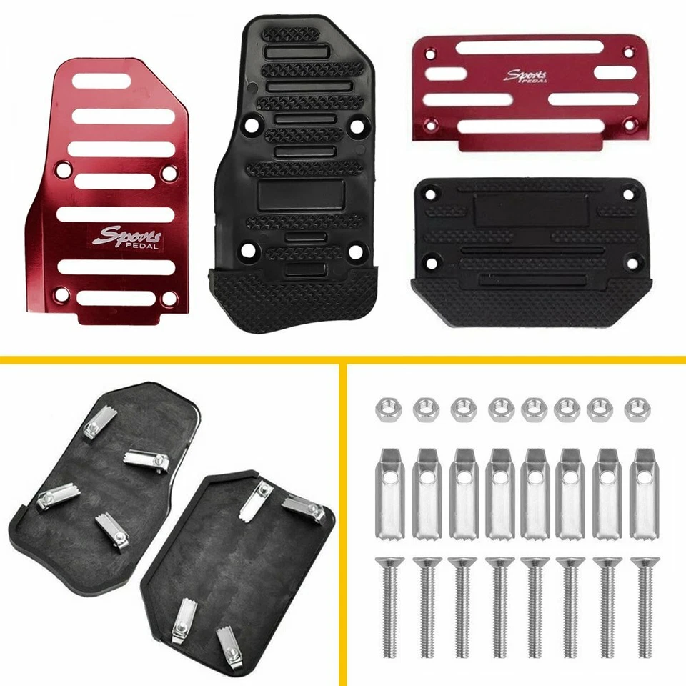 Red Universal Automatic Non-Slip Gas Brake Foot Pedal Pad Cover Accessories 1Set - Image 3 of 4