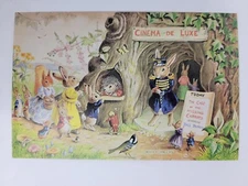 Racey Helps "WOODLAND CINEMA" Anthropomorphic Fantasy Postcard Medici