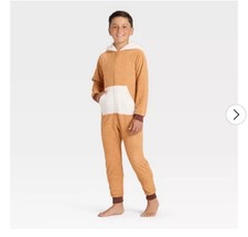 Cat Jack One Piece Pajamas Boys Small 6/7 Brown Holiday Reindeer Union Suit