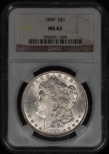1899 Morgan Silver Dollar $1 NGC MS62 - White Coin!
