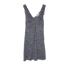 Hippie Rose Mini Dress Womens L Floral Mesh Ruffle Y2K Babydoll Pastel Goth