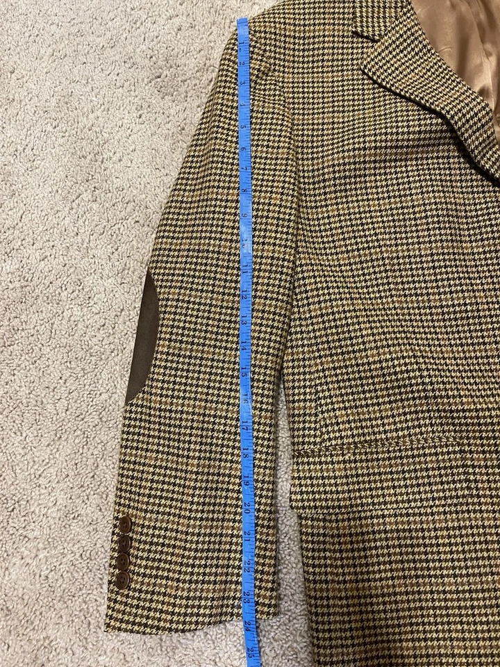 46R Brooks Brothers Preppy Wool Cashmere  Brown Gun Check Tweed Blazer USA - Image 4 of 4