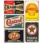 Vintage Metal Tin Signs Set - 5 Retro Designs for Garages, Shops, and Man Caves