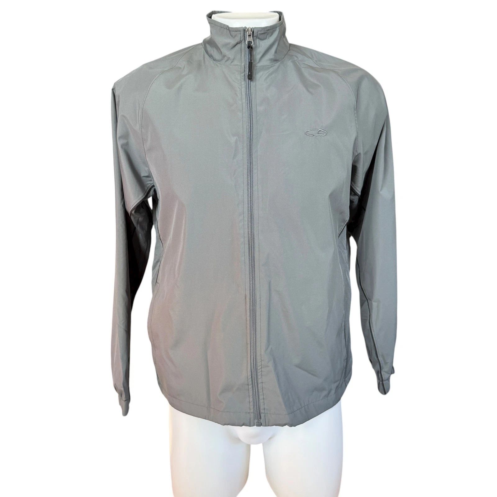 Champion gray long sleeve zip up lined windbreaker jacket men's size medium