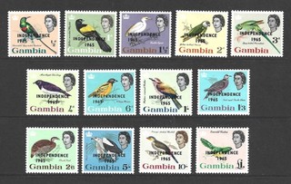 Gambia QE 1965 Independence Ovpts Mint MNH Set to £1 Pound Birds