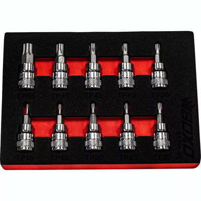 BOXO 10-teiliges 3/8 Zoll Antrieb Torx Plus Steckschlüssel-Bit-Set in EVA-Schaum S2 CRV - BX716-R2
