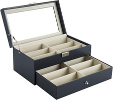 Organizador de lentes de sol con 12 ranuras, caja de almacenamiento de lentes