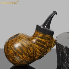 MUXIANG Briar Wooden Apple Pipe Small Pocket Tobacco Pipe Burl Cumberland Stem