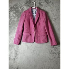 J.Crew Wool Blend Schoolboy Blazer Pink Herringbone Gold Button Size 4