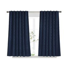 Jacquard Velvet Blackout SINGLE Curtain Panel Rod Pocket Back Tab Blue 50x95