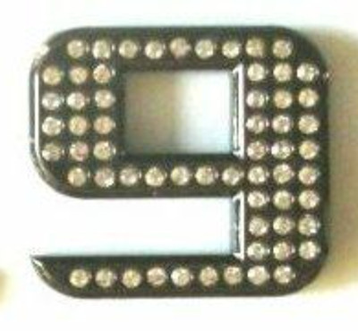 1.2'' crystal chrome black number 9 car emblem auto