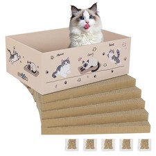5 PCS Large Cat Scratcher Pad Box Reversible Corrugated Cardboard Scratch Board