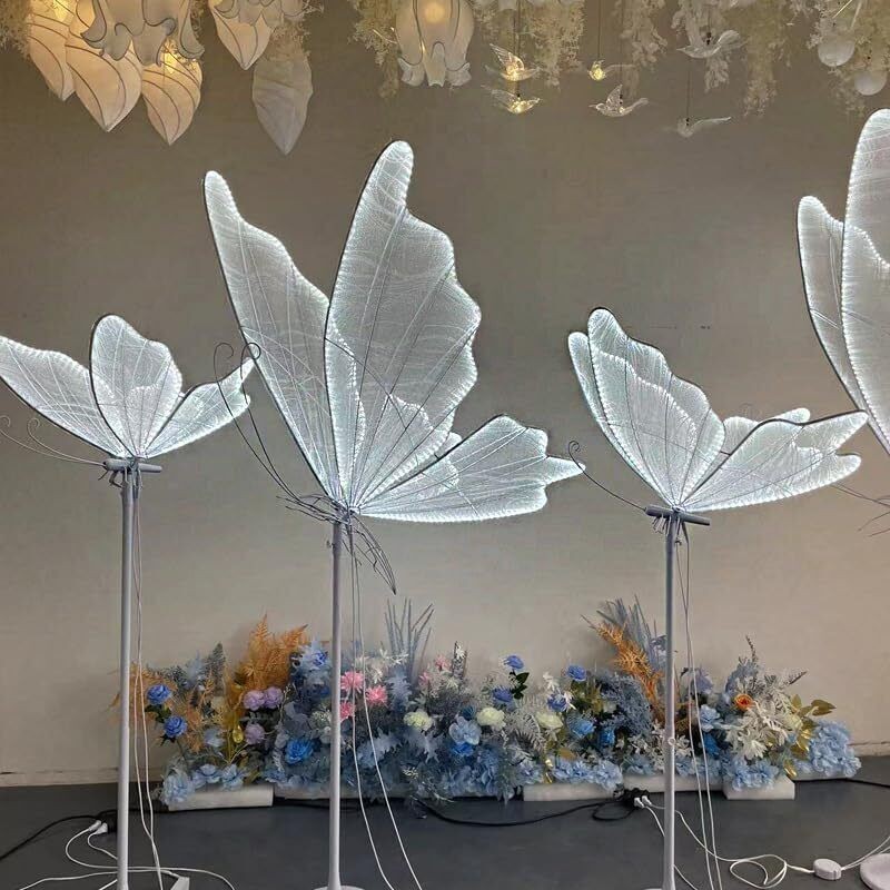 2PC White Butterfly Floor lamp Romantic Decoration Party Atmosphere Props
